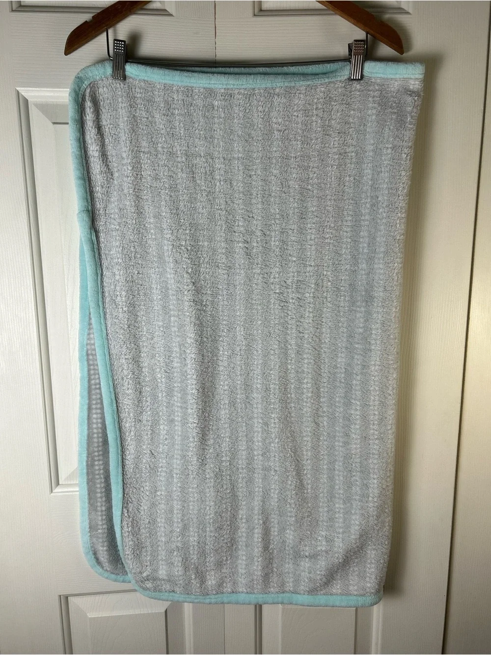 Parent's Choice Gray Sleeping Owl Baby Blanket Aqua Blue White Stripes Stars